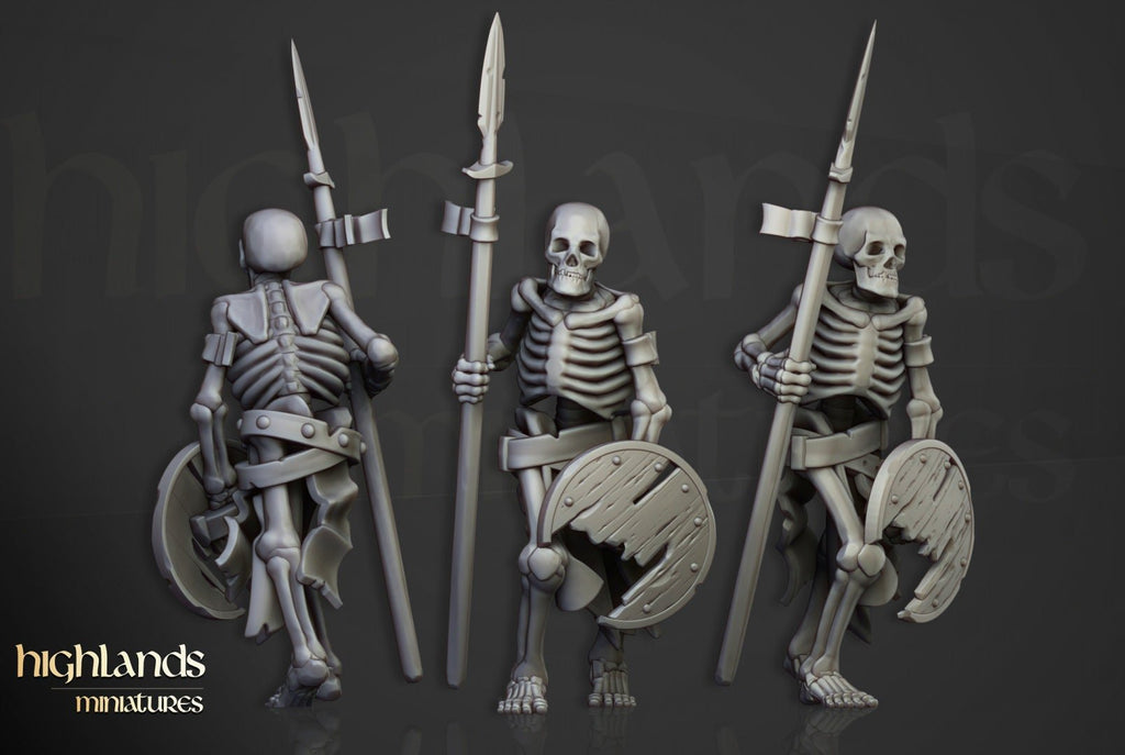 Skeletal Warriors with Spears - Highlands Miniatures - Sigmarite Boutique