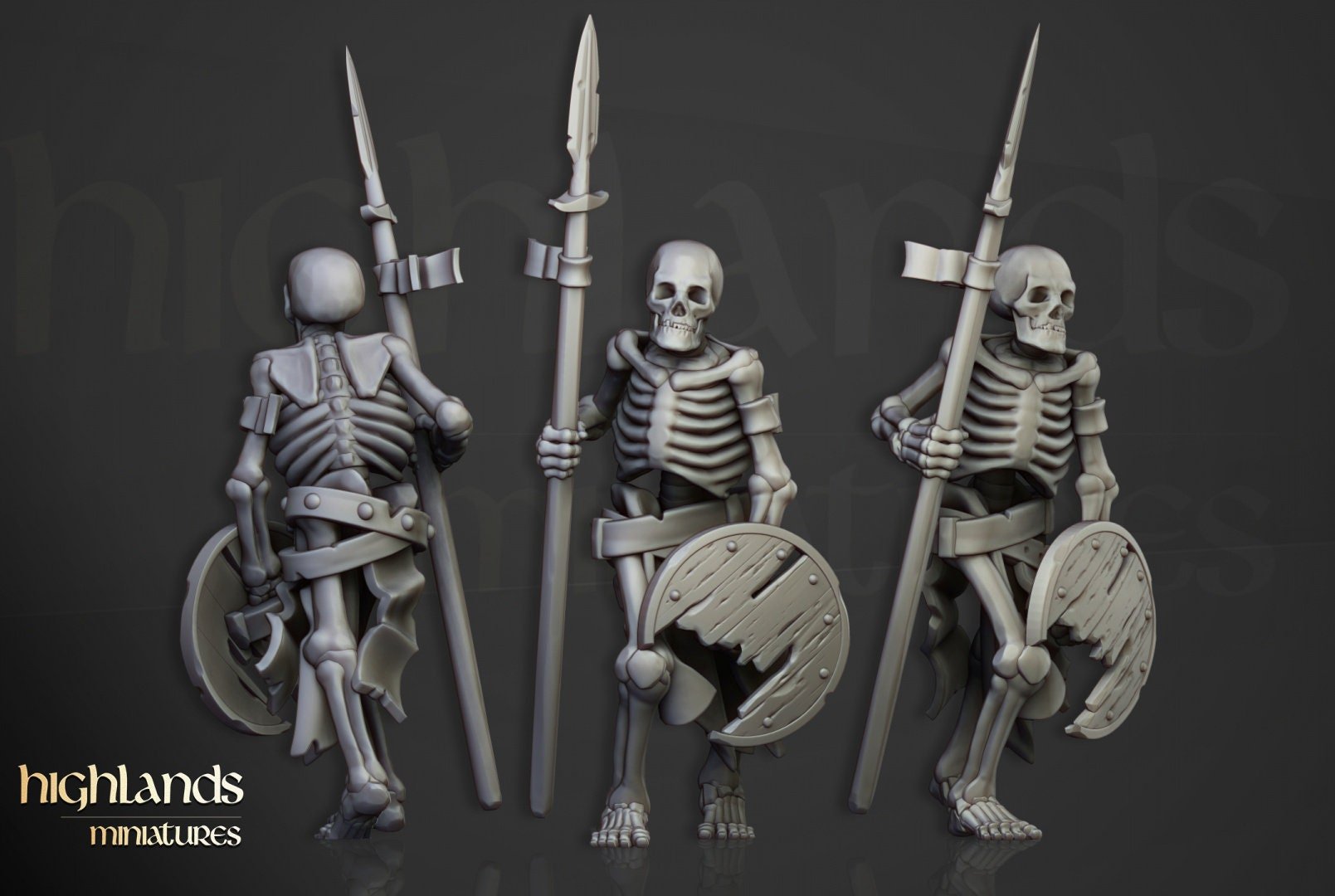 Skeletal Warriors with Spears - Highlands Miniatures - Sigmarite Boutique