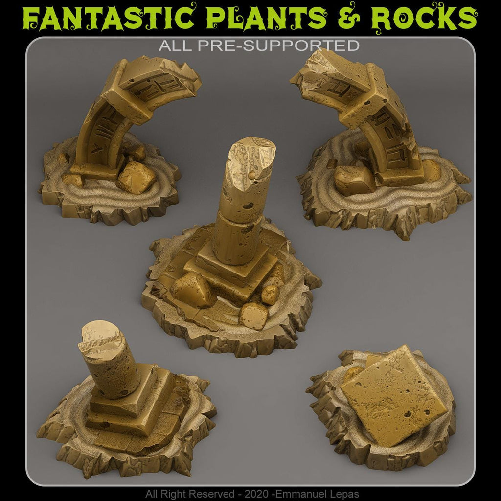Stargate Ruins - Alien Scatter Terrain for Sci Fi Wargaming & 28mm RPGs Resin Printed Terrain Set - Sigmarite Boutique