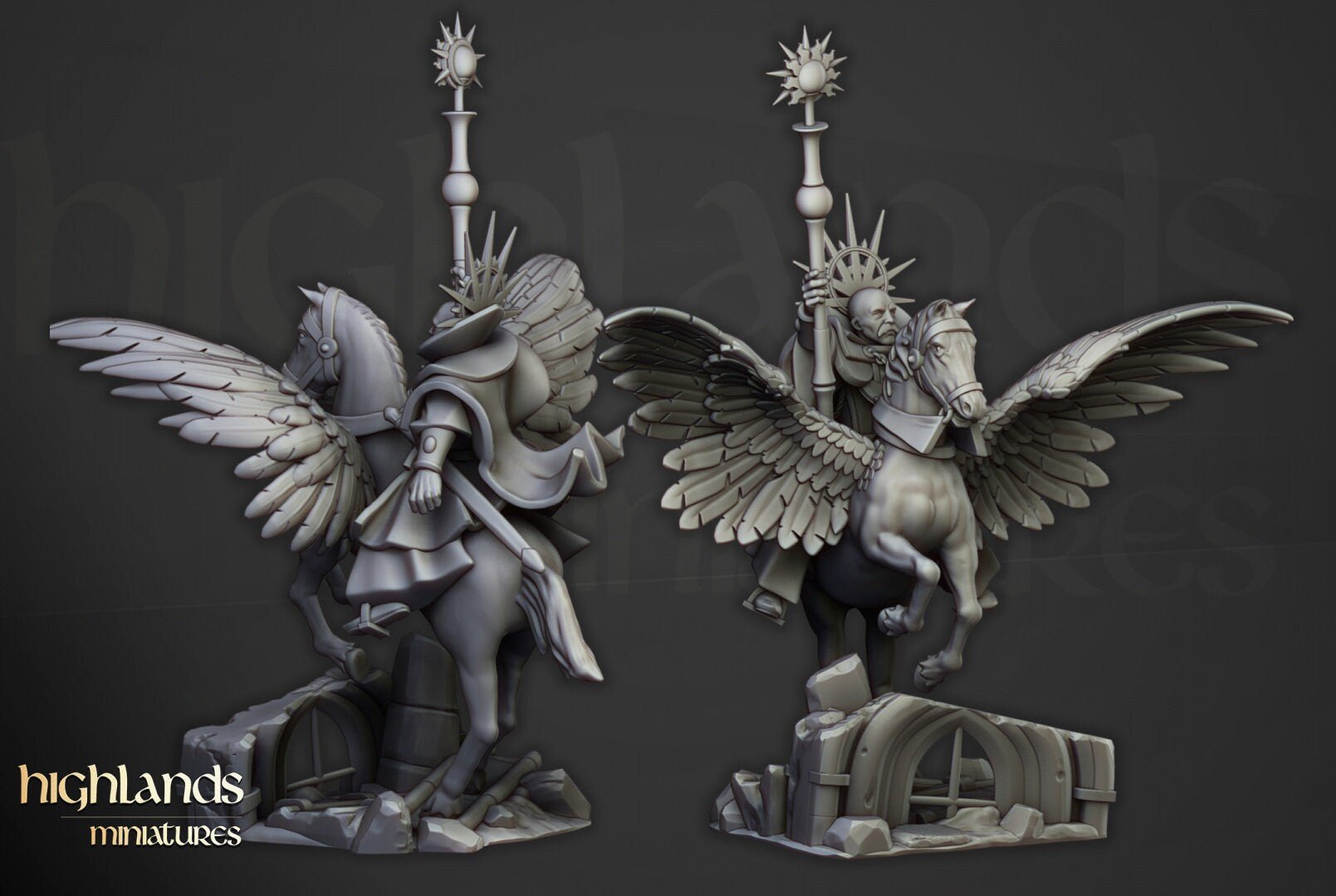 Sunland High Wizard on Pegasus - Highlands Miniatures - Sigmarite Boutique