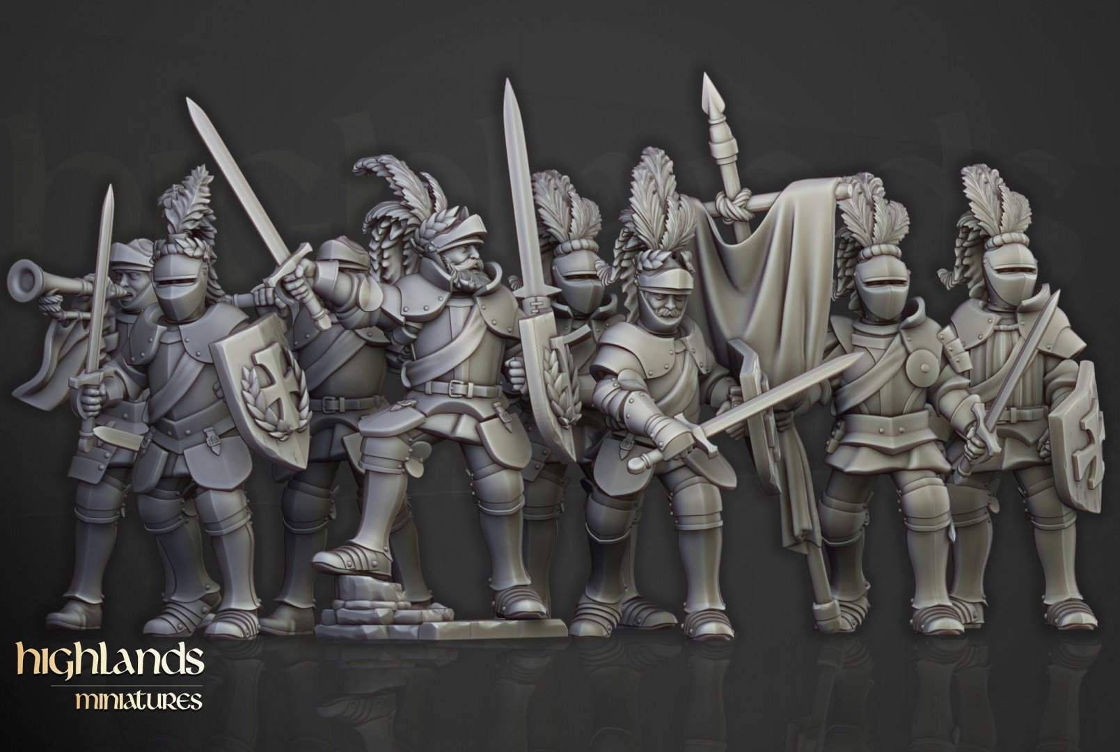 Sunland Knights on Foot - Highlands Miniatures - Sigmarite Boutique
