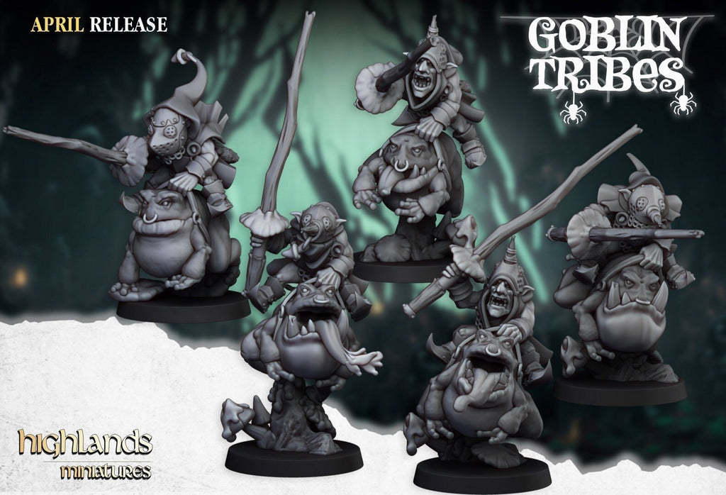 Swamp Goblin Frog Riders with Sticks - Goblin Tribes - Highlands Miniatures - Sigmarite Boutique