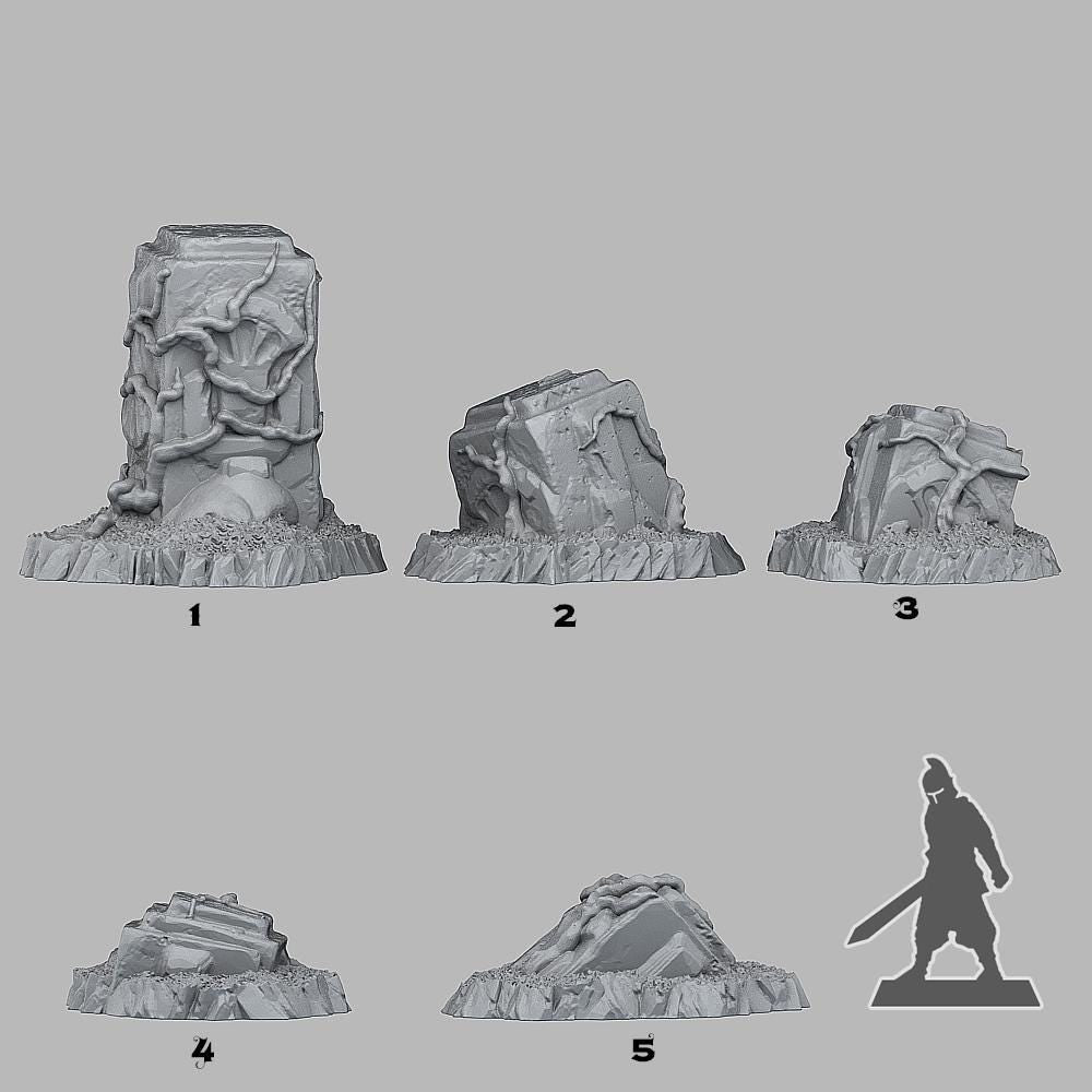 Tropical Ruins - Fantasy Scatter Terrain for DnD, RPGs & 28mm Wargaming Resin Printed Terrain Set - Sigmarite Boutique