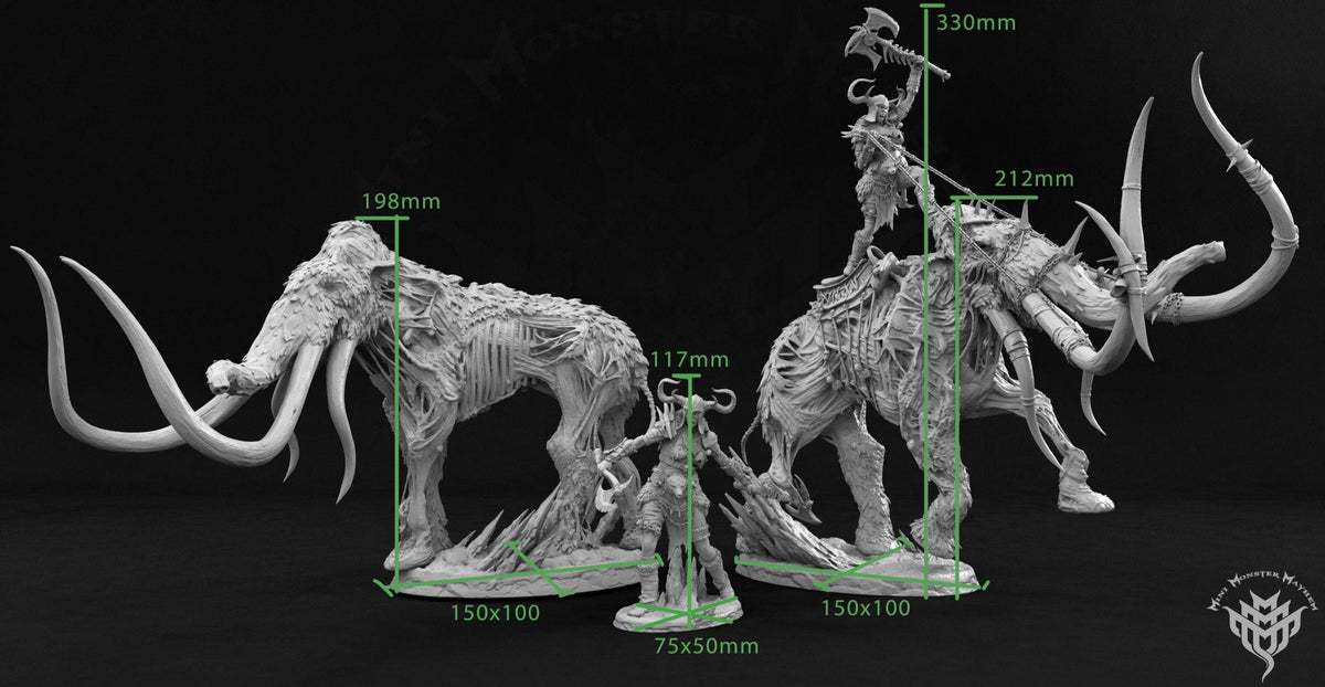 Undead Mammoth with Rider Option - Glacial Depths - Mini Monster Mayhem - Sigmarite Boutique