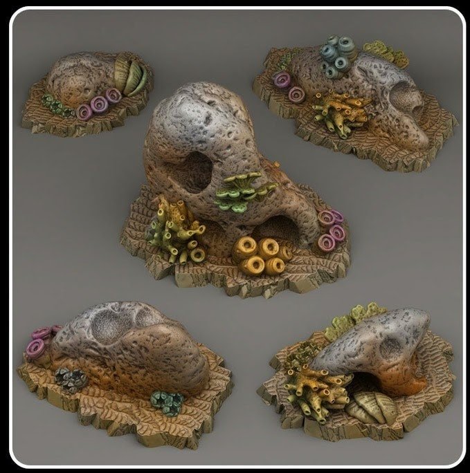 Underwater Stone Caves - Fantastic Plants and Rocks - Print Your Monsters - Sigmarite Boutique