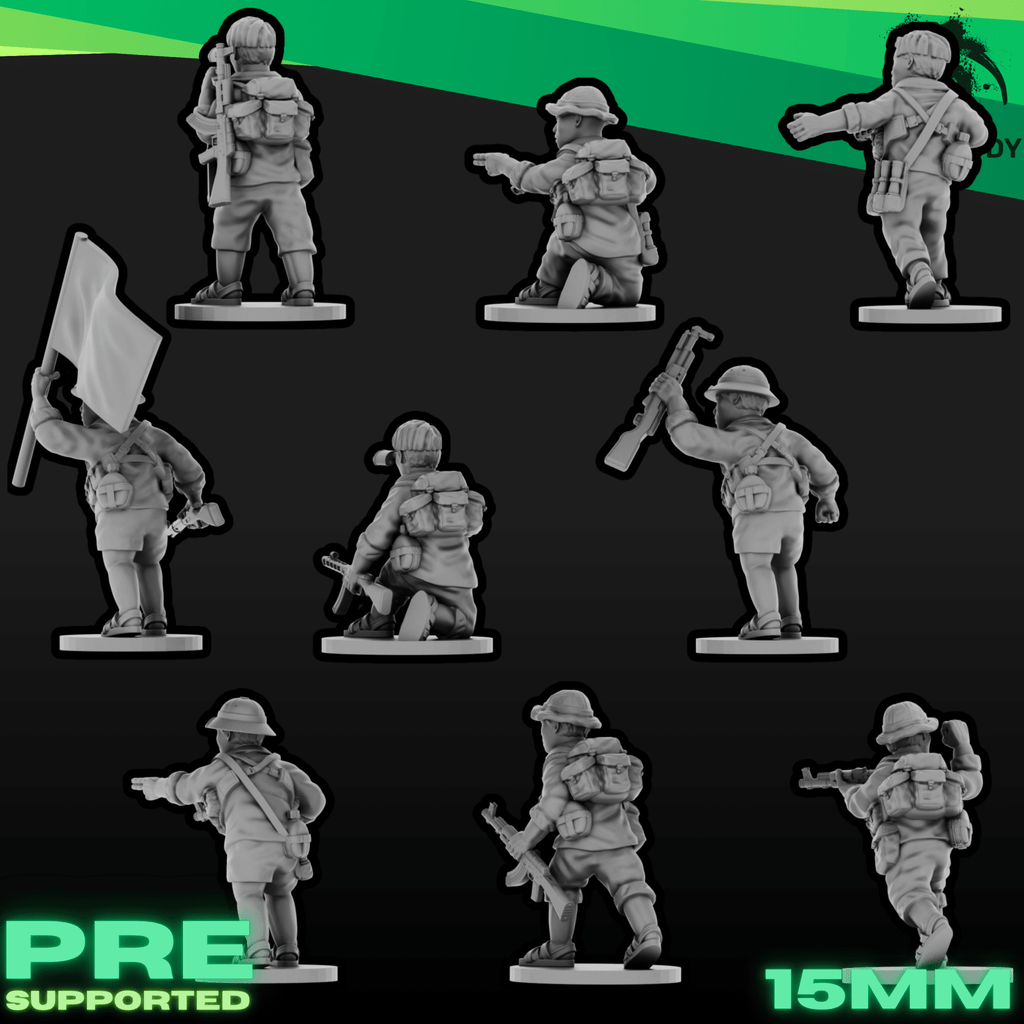 Vietnam War VC Leaders Set - Viet Cong Command Figures - 3D Printed Miniatures - Wardaddy Studios - Sigmarite Boutique