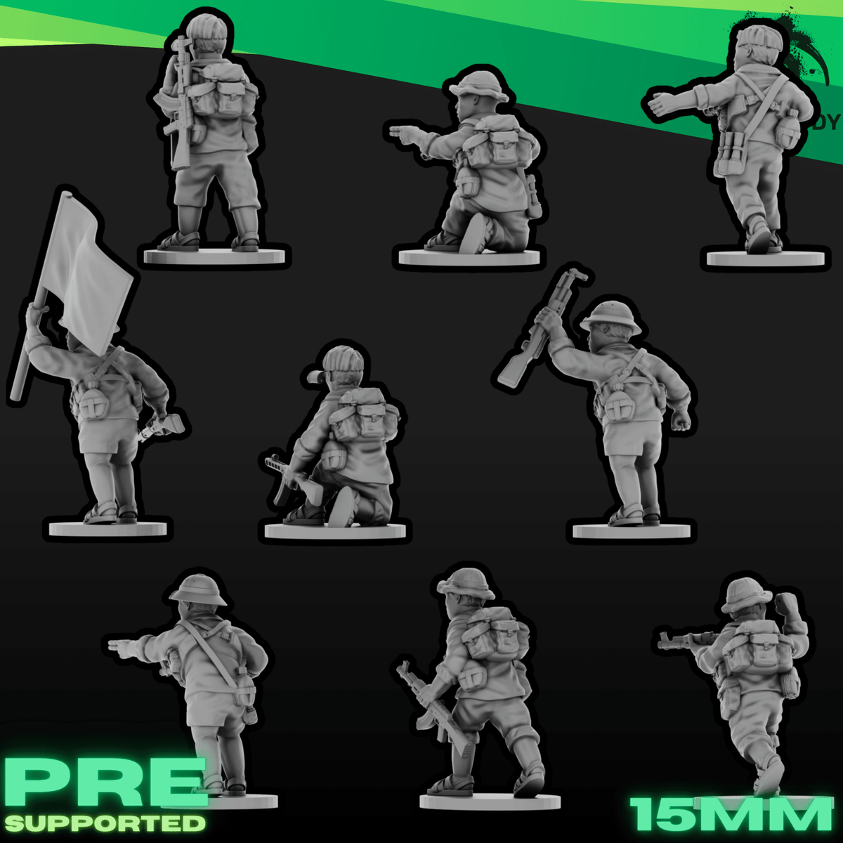 Vietnam War VC Leaders Set - Viet Cong Command Figures - 3D Printed Miniatures - Wardaddy Studios - Sigmarite Boutique