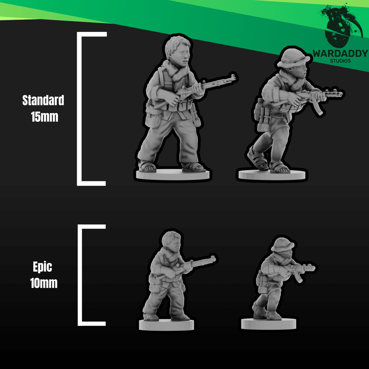 Vietnam War VC Leaders Set - Viet Cong Command Figures - 3D Printed Miniatures - Wardaddy Studios - Sigmarite Boutique