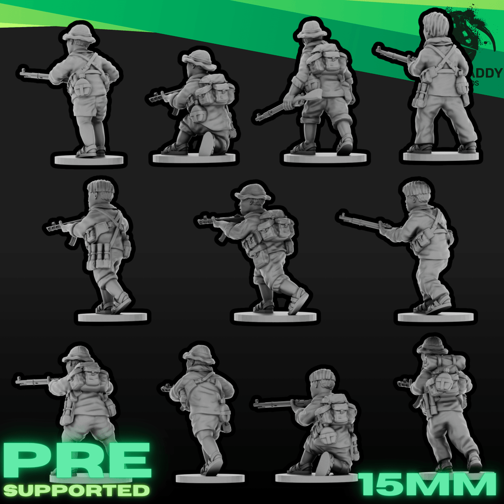 Vietnam War Viet Cong Antique Weapon Squad - Bolt Action & PPSh Infantry - 3D Printed Miniatures - Wardaddy Studios - Sigmarite Boutique