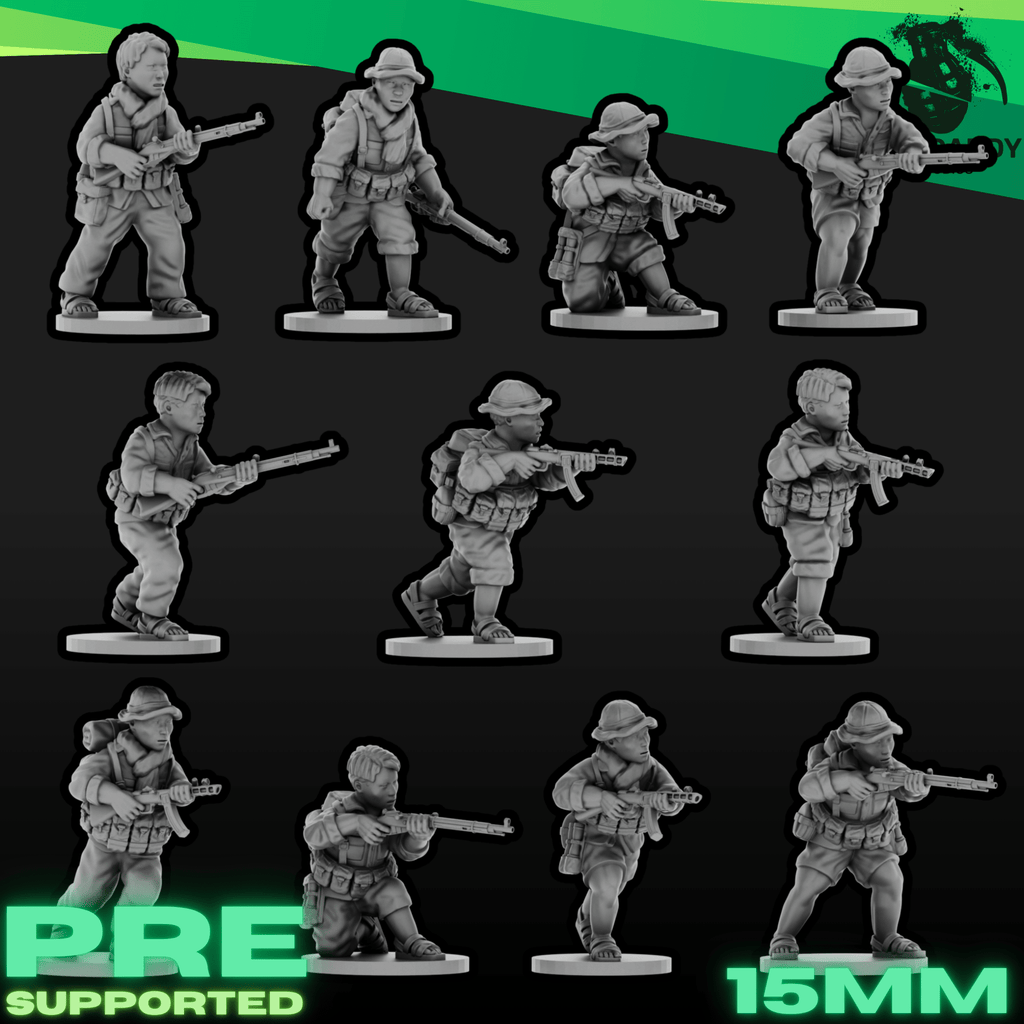 Vietnam War Viet Cong Antique Weapon Squad - Bolt Action & PPSh Infantry - 3D Printed Miniatures - Wardaddy Studios - Sigmarite Boutique