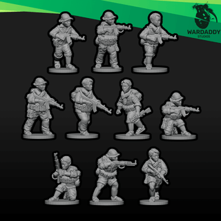 Vietnam War Viet Cong Rifle Squad 1 - AK Armed Infantry - 3D Printed Miniatures - Wardaddy Studios - Sigmarite Boutique