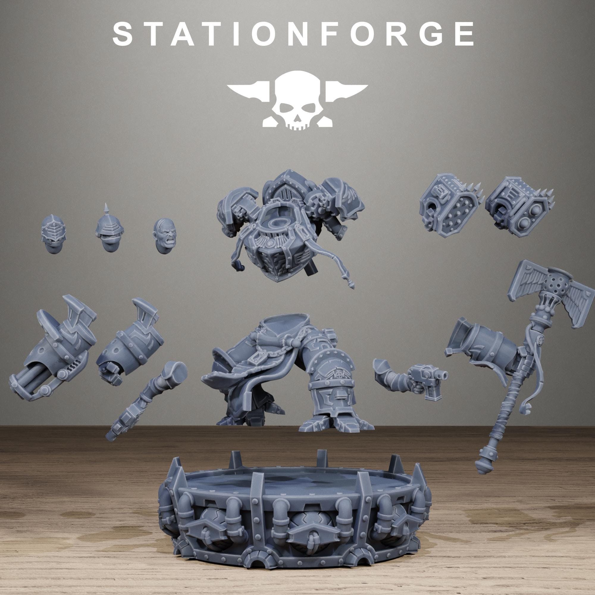 Vodalite Dominum Elite Power Armored Commander Resin Miniature for Sci Fi Wargaming - StationForge - Sigmarite Boutique