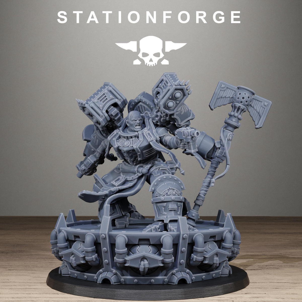 Vodalite Dominum Elite Power Armored Commander Resin Miniature for Sci Fi Wargaming - StationForge - Sigmarite Boutique