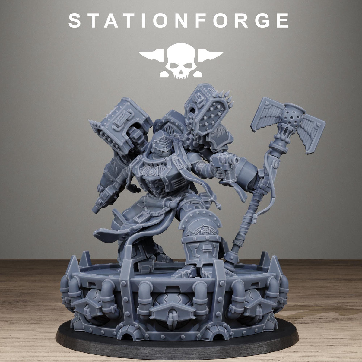 Vodalite Dominum Elite Power Armored Commander Resin Miniature for Sci Fi Wargaming - StationForge - Sigmarite Boutique
