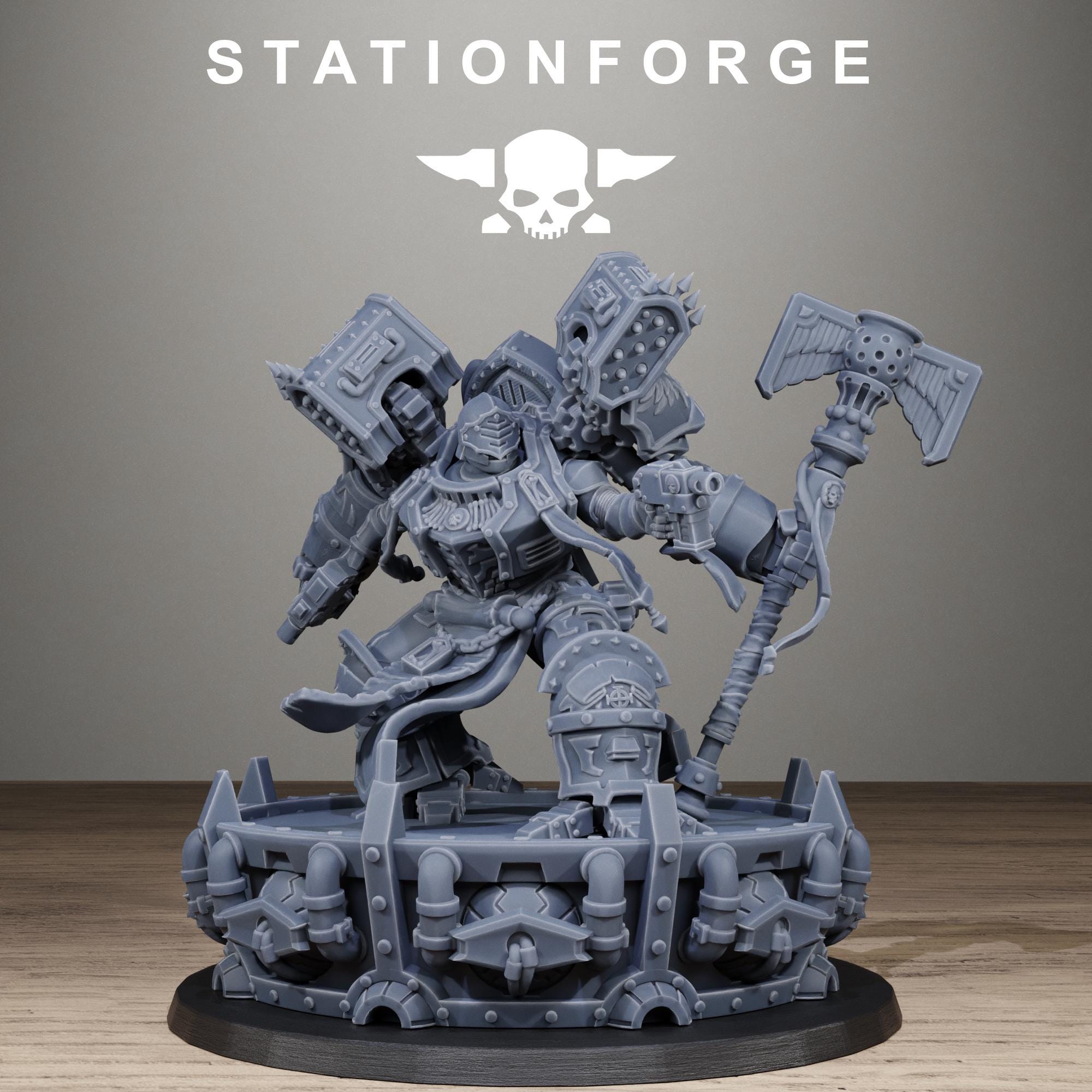 Vodalite Dominum Elite Power Armored Commander Resin Miniature for Sci Fi Wargaming - StationForge - Sigmarite Boutique