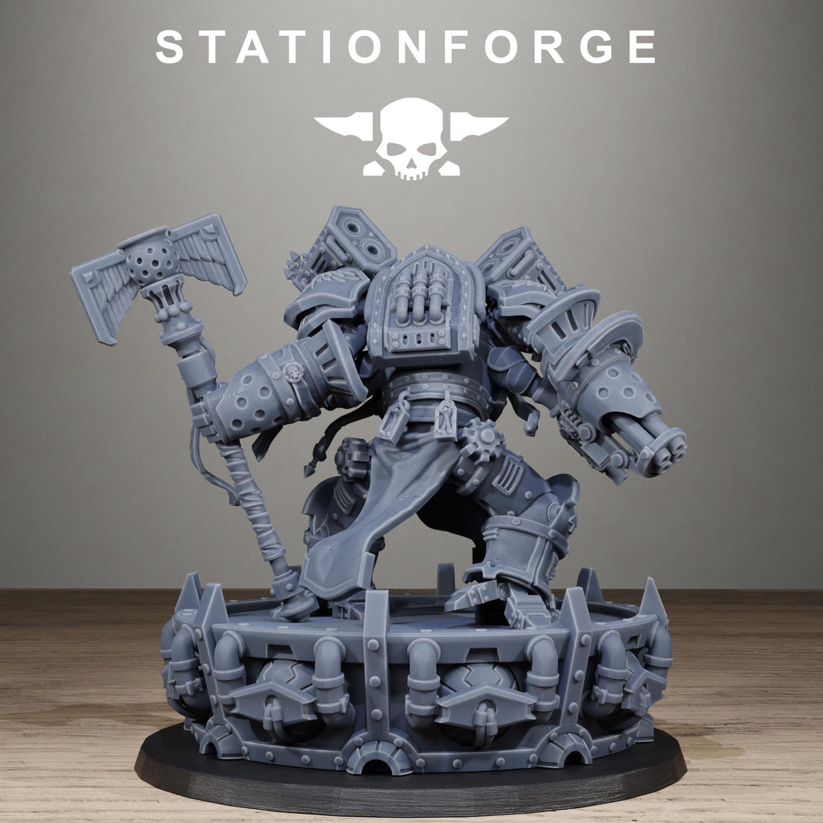 Vodalite Dominum Elite Power Armored Commander Resin Miniature for Sci Fi Wargaming - StationForge - Sigmarite Boutique