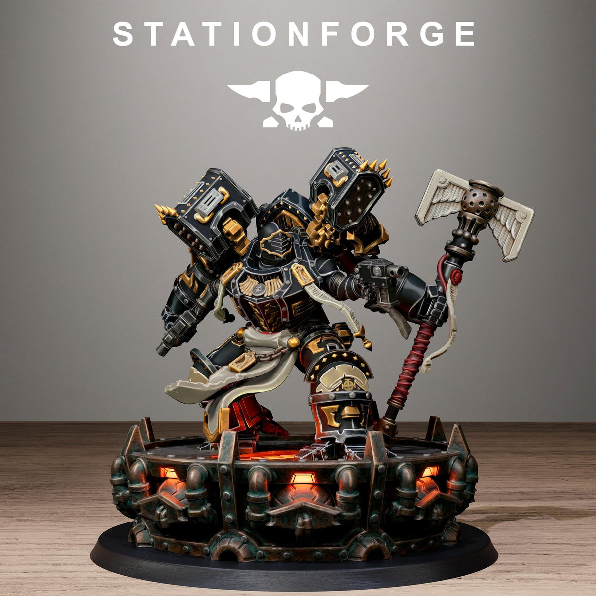 Vodalite Dominum Elite Power Armored Commander Resin Miniature for Sci Fi Wargaming - StationForge - Sigmarite Boutique