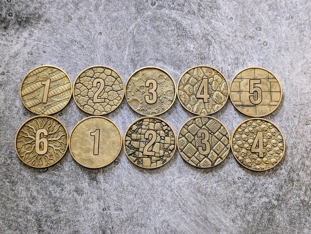 Wargaming Objective Markers Set Laser Embossed Metal Tokens Customizable Sci Fi & Fantasy - Sigmarite Boutique