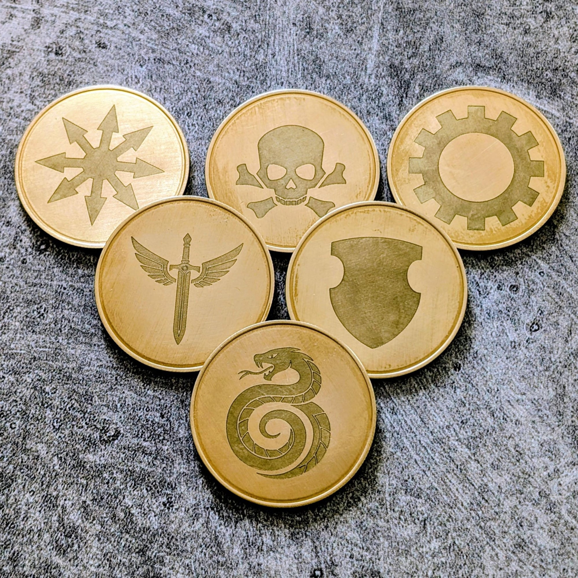 Wargaming Objective Markers Set Laser Embossed Metal Tokens Customizable Sci Fi & Fantasy - Sigmarite Boutique
