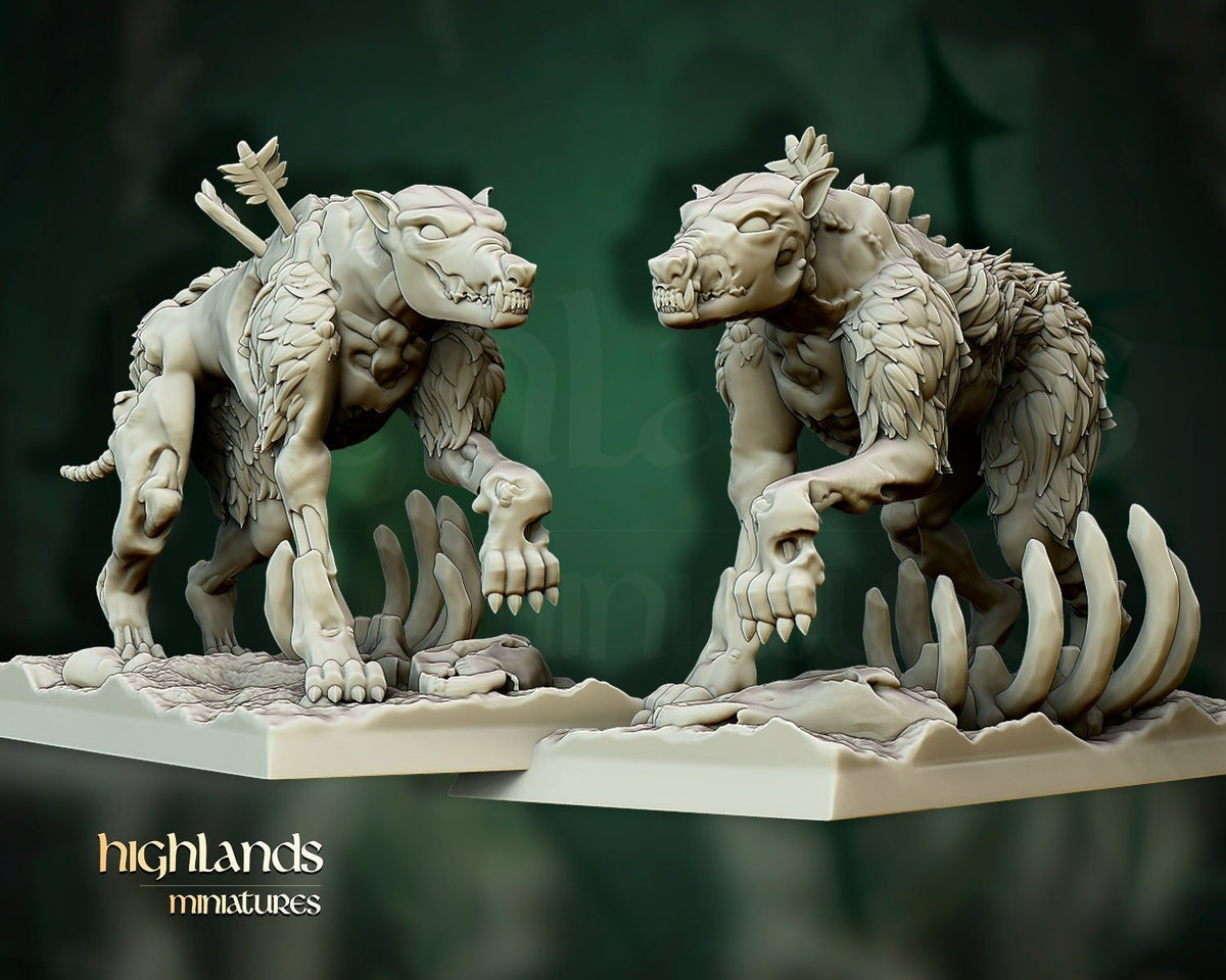 Zombie Dire Wolves - Highlands Miniatures - Sigmarite Boutique