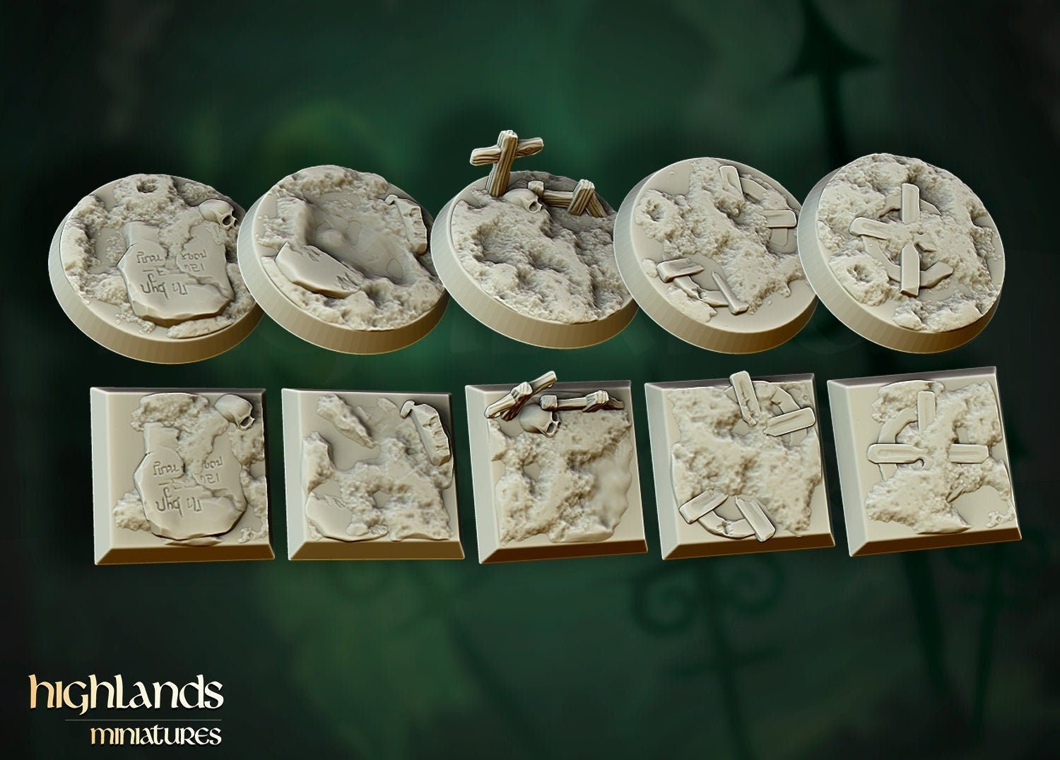 Zombie Graveyard Bases - Highland Miniatures - Sigmarite Boutique